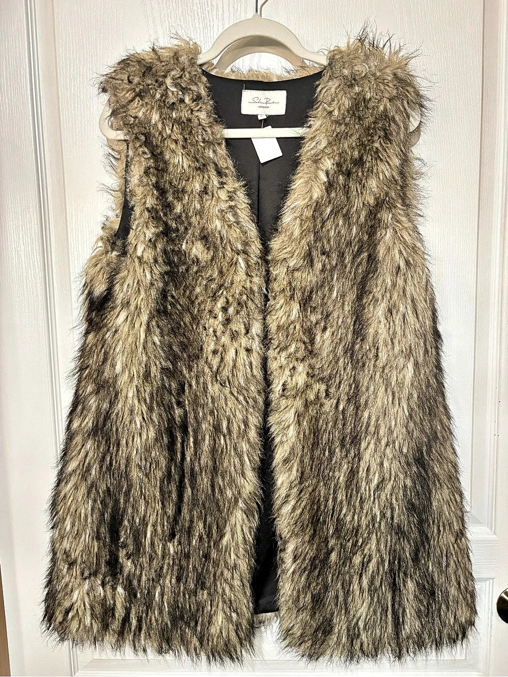 Vest Faux Fur Blonde With Black Tips Size Large Like New Sakis Rouvas